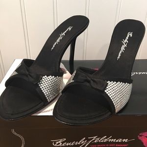 Beverly Feldman Black Satin with Crystals - Size 6